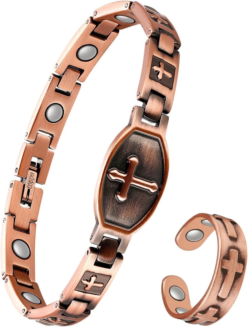 Jeracol Copper Bracelets & Rings for Women, Copper Magnetic Bracelet for Women - Image 1